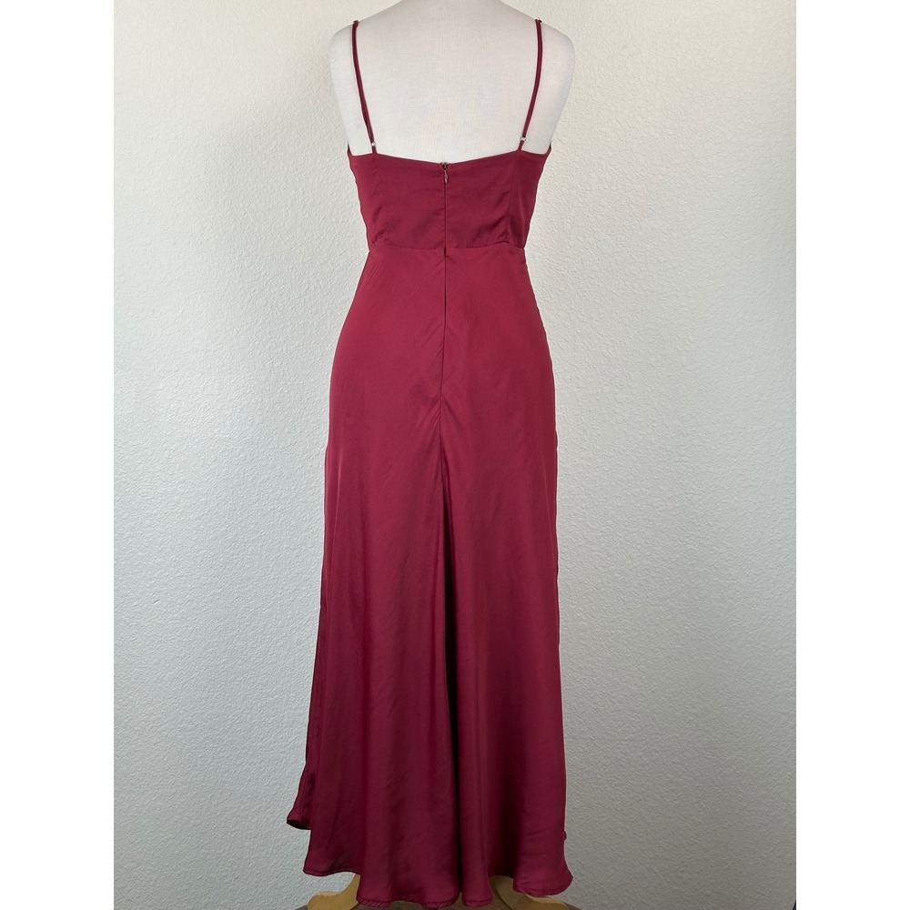 Selfie Leslie Lake Como Red Satin Midi Dress V Wire‎ Bust Elegant M - Picture 8 of 16